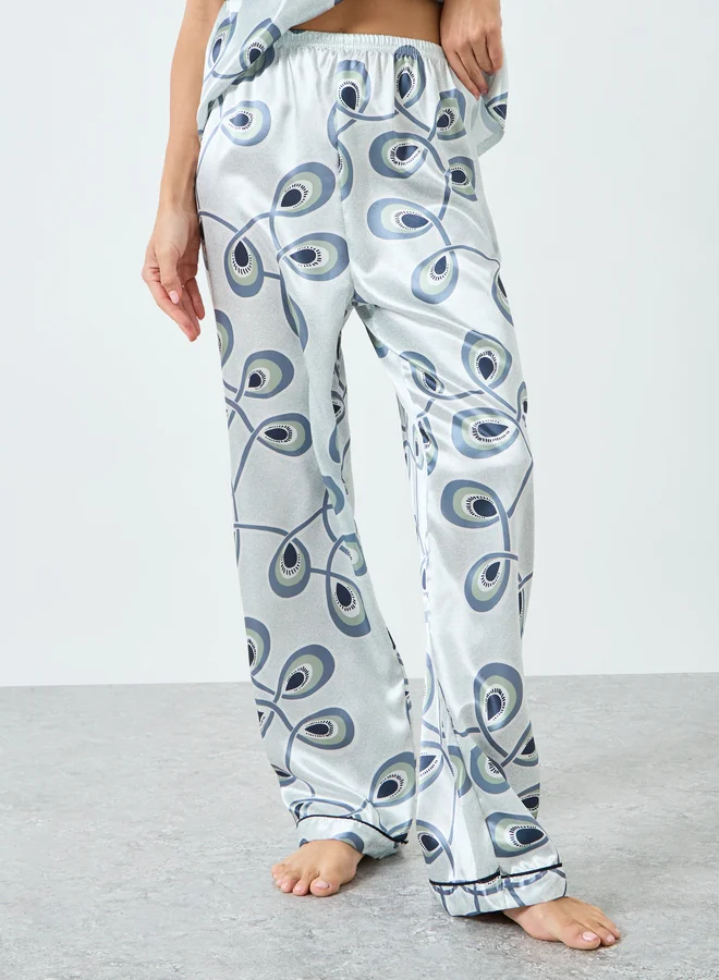 Take Two Multi Women Graphic Printed Short Sleeve Shirt and Pyjama Set for Women | Best Price UAE